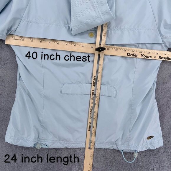 Adidas Clima365 Jacket Light Blue Full Zip Hood in Collar Vented Womens Small - Picture 10 of 12